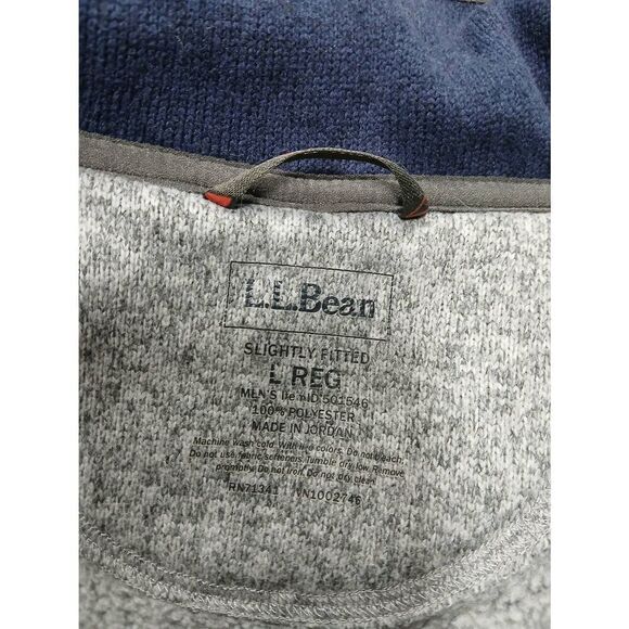 L L BEAN mens large gray blue snap fleece mockneck sweater pullover - Picture 6 of 6